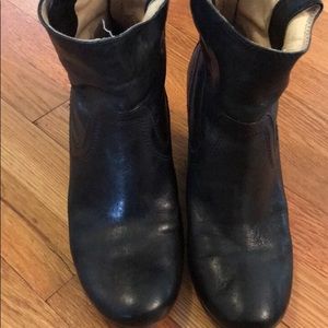 FRYE black wedge booties